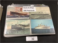 200 Postcards W/Boats & Ships.