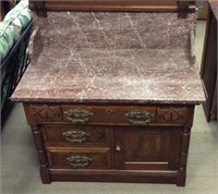 Antique Commode with Marble Top & Beveled Mirror