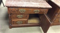 Antique Commode with Marble Top & Beveled Mirror