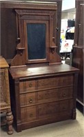 Antique 3-Drawer Dresser & Mirror