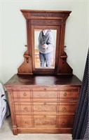 Antique 3-Drawer Dresser & Mirror