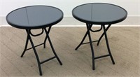 Two Folding Glass Top Patio Tables