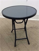 Two Folding Glass Top Patio Tables