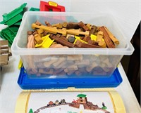 Lincoln Logs Sets with Train, Buildings, etc