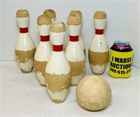 Wooden Bowling Ball and Pin Set