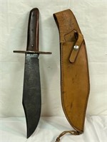 Vintage knife “death” in leather sheath