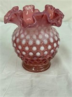 Fenton Cranberry pink Hobnail Vase