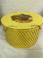 Vintage 1940s Princess Sewing Basket Round Wicker