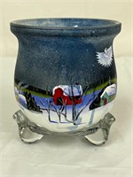 Vintage Hand Painted Votive Candle Holder Footed