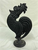 Mid Century Modern Black Cast Crowing Rooster