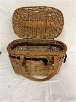 Vintage leather strap purse basket