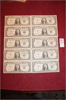 (10) 1957 Blue Silver Dollar Certificate