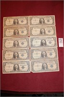 (10) 1957A Blue Silver Dollar Certificate