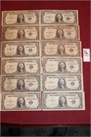 (12) 1935E Blue Silver Dollar Certificate Includin