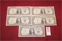 (5) 1957 Star Note Blue Silver Dollar Certificate
