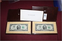 (2) 1976 Franklin Mint 2 Dollar Bills With Case &