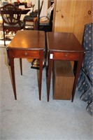 Pair Drop Leaf Side Tables With Drawers