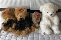 (1) Stuffed Bear and (3) Stuffed Dogs
