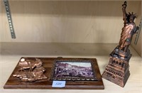 Statue of Liberty figurine and Deadwood plaque