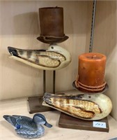 Duck candleholders and wooden duck