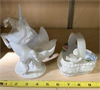 Unicorn candle holder and heart shaped ceramic