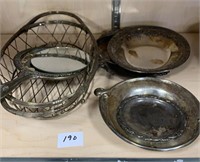 Metal basket, metal hand mirror (glass needs to