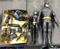 2 large Batman collectible figurines and tub of
