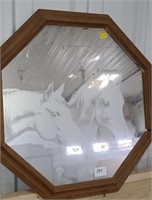 Etched Horse Hexagon Mirror