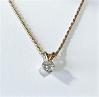 [N] Stamped 14K Diamond Pendant and Chain [5.18g]