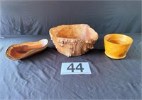[N] Carved Wood Bowl Lot