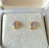 [N] Stamped 14K Believed to be Tanzanite Earrings