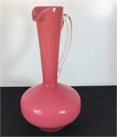 1950s EMPOLI CASED GLASS PITCHER IN PINK ITALY MCM