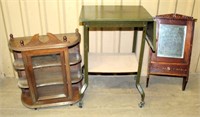 Small Knick Knack Shelf, Metal Typing Table, Wood Medicine Cabinet