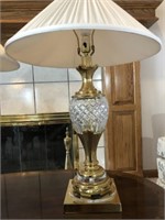 Pair of Matching Gold Colored Glass Lamps 31”H