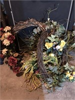 Artificial Floral Wreaths and Candlesticks