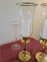Glassware w/Gold Colored Accents, Candle Holders