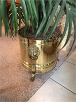 Artificial Tree in Brass Colored Planter 76” tall