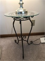 2 Chairs, Glass Table, and Lamp