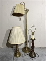 Brass and Wood Lamp Lot