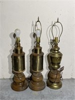 Brass and Wood Lamp Lot