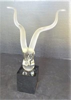 Glass Greater Kudu Sculpture, Signed Xavier