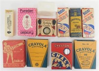 Several Boxes of Early Crayons, Chalk & Candles -