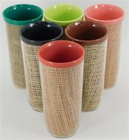 Vintage Insulated Tumblers: 6 Plastic Rattan