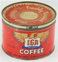 Vintage IGA De Luxe 1 lb Coffee Tin - Key Wind