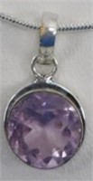 Natural Amethyst 1.3" Pendant & Chain