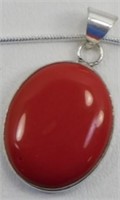 Red Coral Pendant & Chain
