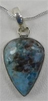 Blue Apatite 1.7" Pendant & Chain