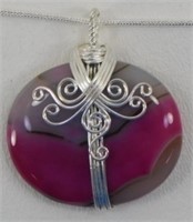 Botswana Agate Wire-Wrapped 1.8" Pendant & Chain