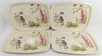 * Set of 4 Vintage 1977 Tin Metal Floral Serving