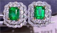 1.5ct Natural Emerald Drop Earrings in 18K Gold
